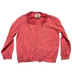 Crewcuts little girl cardigan size 4/5 peach pink buttons long sleeve 100%cotton